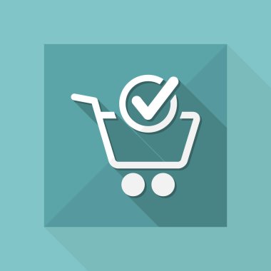 Onay sepeti düz simgesi