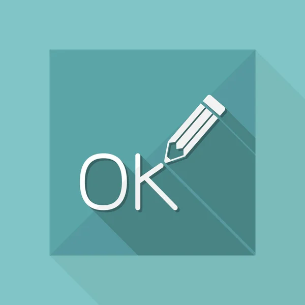 Ένα μολύβι γράφει το εικονίδιο «ok» — Διανυσματικό Αρχείο