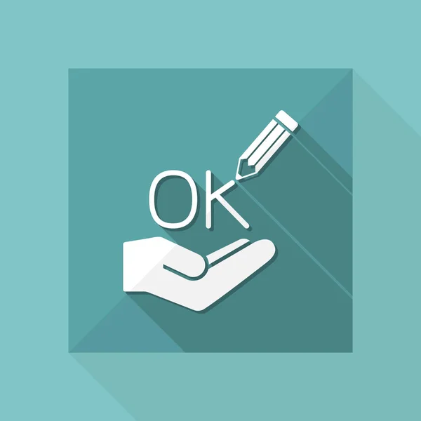 A Pencil writes "ok" icon — Stock Vector