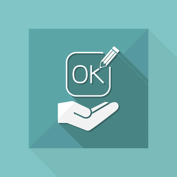 A Pencil writes "ok" icon — Stock Vector