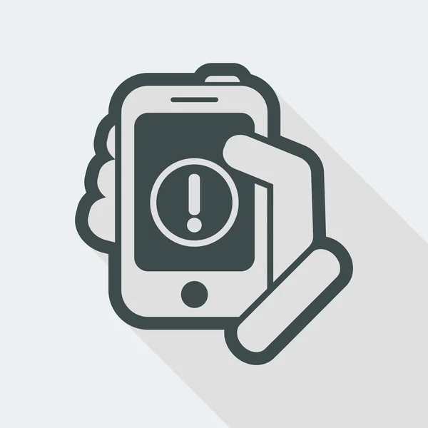 Alert sign on mobile device icon — Stock Vector