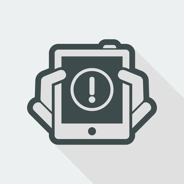 Alert sign on mobile device icon — Stock Vector