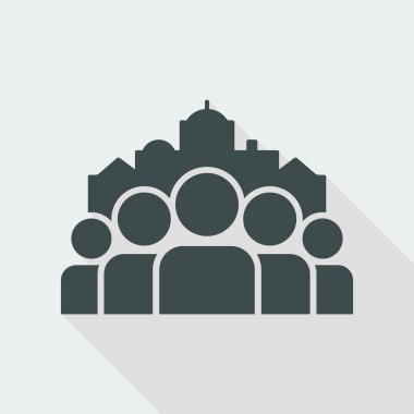 Cityscape ve insanların topluluk simgesi