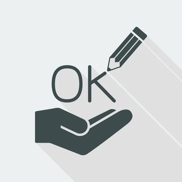 A Pencil writes "ok" icon — Stock Vector