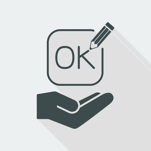 A Pencil writes "ok" icon — Stock Vector