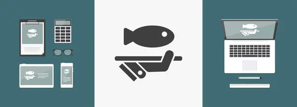 Icono de pescado único — Vector de stock