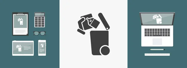 单独的废物收集图标 — 图库矢量图片