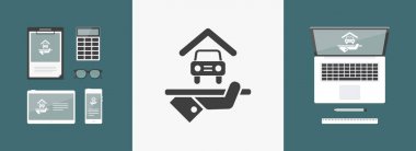 Otel ikonu. Araba parkı.