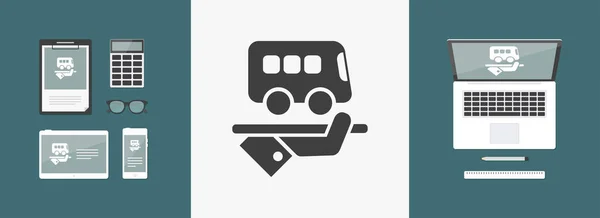 L'icône de l'hôtel. Service d'autobus . — Image vectorielle