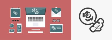 Telefon ve para simgesi