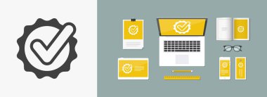 Kurdele simgesi üzerinde onay işareti