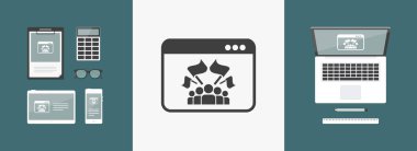 Hayranları kalabalık düz simgesi