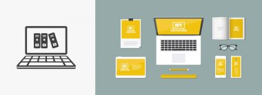 Bilgisayar Arşiv düz simgeler