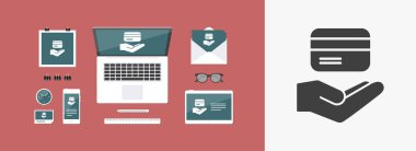 Kredi kartı düz simgesi