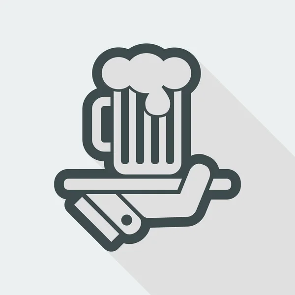 Serveur servant icône de bière — Image vectorielle