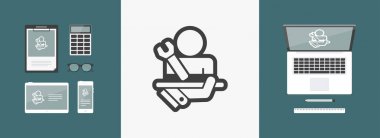 tamirci ile düz İngiliz anahtarı simgesini