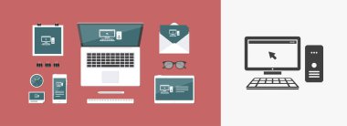 Okul sırası pc düz simgesi