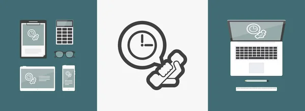 Reloj icono del teléfono — Vector de stock