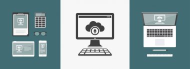 Veri bulut düz simgesi