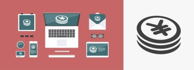 Yen para düz simgesi