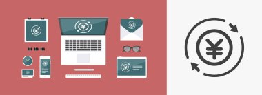 Para ticaret düz simgesi - Yen