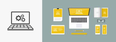 Bilgisayar ayarları düz simgesi