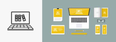 Bilgisayar Arşiv düz simgesi