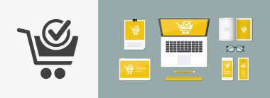 Onay sepeti düz simgesi