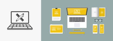 Bilgisayar tasarım projesi - vektör web düz simgesi