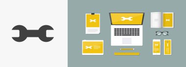 İngiliz anahtarı - yardım vektör web simgesi