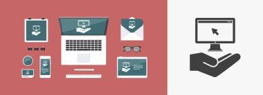 Hizmet sunuyoruz - bilgisayar yardım - Minimal simgesi