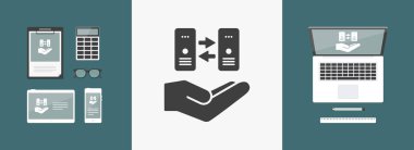 Hizmet sunuyoruz - bilgisayar eşitleme - Minimal simgesi