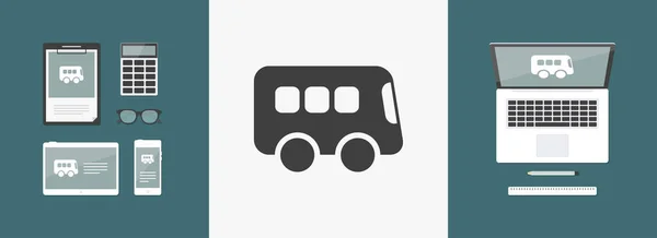 Ícone plano de ônibus —  Vetores de Stock