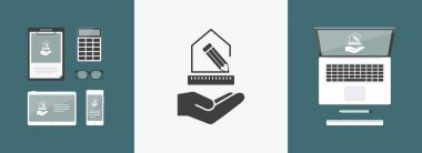 Home project - Interior design service - Vector flat icon clipart