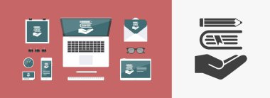 Kitap ve kalem - Minimal vektör simgesi