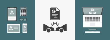 Araba sigorta ödeme - Euro - vektör web simgesi