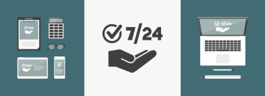 7/24 servis - vektör web simgesi check