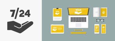 7/24 hizmet - vektör simgesi web