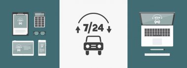 Otomotiv Hizmetleri 7/24 - vektör web simgesi