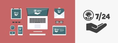 Yardım 7/24 - vektör web simgesi telefon