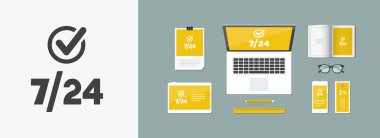 7/24 servis - vektör web simgesi check