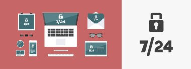 web 7/24 koruma hizmetleri - vektör simgesi