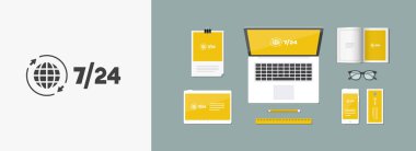 Uluslararası Hizmetleri 7/24 - vektör web simgesi