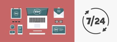  7/24 hizmet - vektör simgesi web