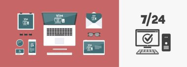 Tam zamanlı bilgisayar yardım - vektör web simgesi