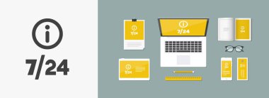 web 7/24 bilgi hizmetleri - vektör simgesi