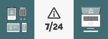 web 7/24 bilgi hizmetleri - vektör simgesi