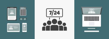 Takım Hizmetleri 7/24 - vektör web simgesi