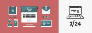 web 7/24 web hizmetleri - vektör simgesi