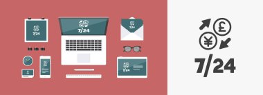 Yabancı döviz 7/24 - Sterling - Yen - vektör web ICO